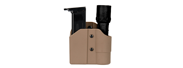 CA-1238T TACTICAL POLYMER PISTOL MAG AND FLASHLIGHT CARRIER (TAN)