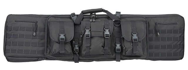 LANCER TACTICAL 48" DOUBLE GUN BAG 600D PVC MOLLE BELT RIFLE BAG (GRAY)