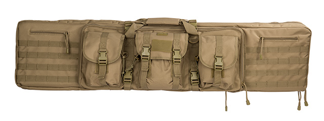 LANCER TACTICAL 48" DOUBLE GUN BAG 600D PVC MOLLE BELT RIFLE BAG (TAN)