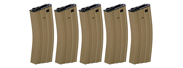 LT-01T-MAG-G2X5 HIGH CAPACITY 300RD METAL AEG GEN 2 MAGAZINE, SET OF 5 (TAN)