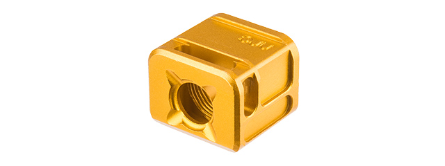 ATLAS CUSTOM WORKS [14MM] CCW AIRSOFT X-OUT "M" COMPENSATOR FOR G SERIES GBB PISTOLS (GOLD)