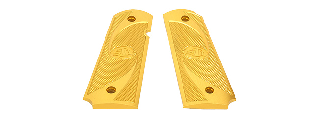AIRSOFT MASTERPIECE ALUMINUM AIRSOFT 1911 TYPE 2 PISTOL GRIP PLATES (GOLD)
