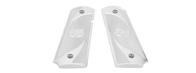 AIRSOFT MASTERPIECE ALUMINUM AIRSOFT 1911 TYPE 2 PISTOL GRIP PLATES (SILVER)