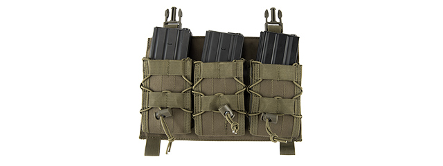 LANCER TACTICAL ADAPTIVE HOOK AND LOOP TRIPLE AR MAG POUCH (OD GREEN)