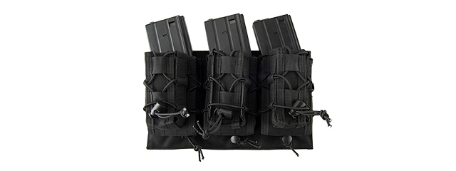 LANCER TACTICAL 1000D NYLON MOLLE 2-IN-1 TRIPLE M4/PISTOL MAG POUCH (BLACK)