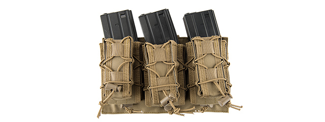 LANCER TACTICAL 1000D NYLON MOLLE 2-IN-1 TRIPLE M4/PISTOL MAG POUCH (TAN)