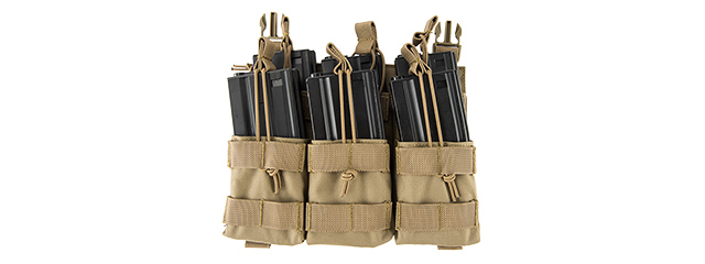 LANCER TACTICAL ADAPTIVE HOOK AND LOOP TRIPLE DUAL MAG POUCH (TAN)