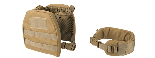 LANCER TACTICAL 1000D NYLON CHILDREN'S TACTICAL MOLLE VEST W/ BATTLE BELT [SMALL] (TAN)