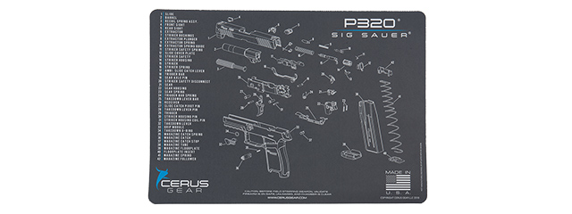 CERUS GEAR SCHEMATICS FOR SIG SAUER P320 PROMAT PISTOL MAT (GRAY)