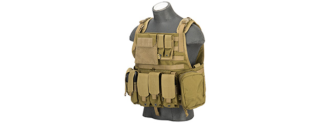 Flyye Industries 1000D Cordura MOLLE Tactical Vest w/ Pouches (LRG) KHAKI