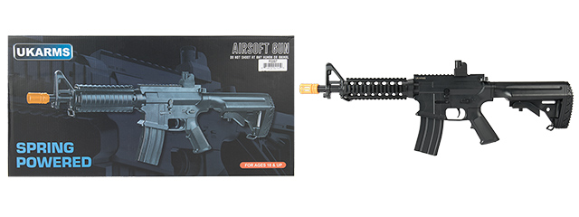 UK ARMS P2207 QUAD RIS M4 SPRING RIFLE (BLACK) - Click Image to Close