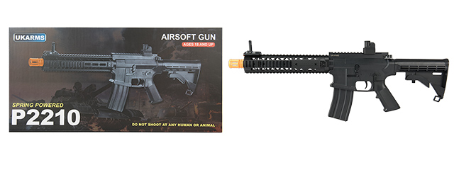 UK ARMS P2210 QUAD RIS M4 SPRING RIFLE W/ GRIP COVERS (BLACK)
