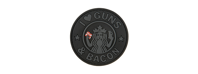 G-FORCE I LOVE GUNS AND BACON PVC MORALE PATCH (BLACK)