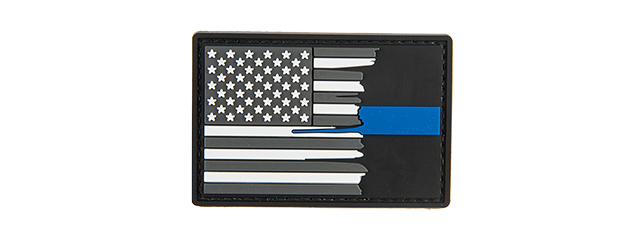 G-FORCE SUBDUED TATTERED US FLAG THIN BLUE LINE PVC MORALE PATCH