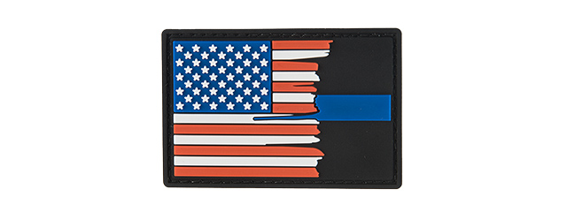 G-FORCE SUBDUED TATTERED US FLAG THIN BLUE LINE PVC MORALE PATCH