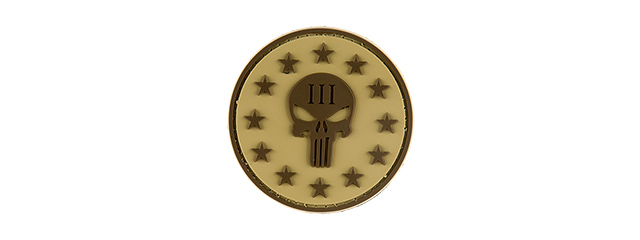 G-FORCE PUNISHER THREE PERCENTER ROUND PVC MORALE PATCH (TAN)