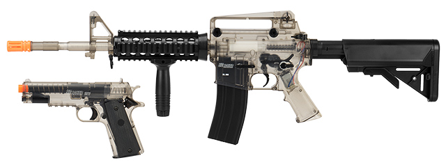 Sig Sauer Patrol Kit w/ Spring Pistol & M4 AEG Airsoft Rifle [5000 BBs Included] (CLEAR)