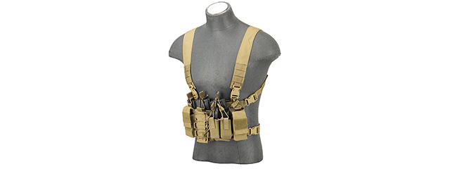 UK ARMS AIRSOFT D-MITTSU QR COMBAT CHEST RIG - KHAKI