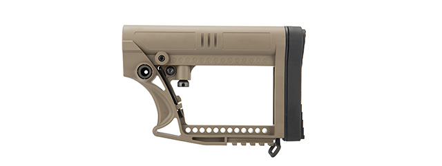 G-Force Adjustable Stock w/ Cheek Plate for Carbine Airsoft Rifles (TAN) - Click Image to Close