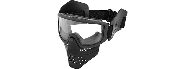 Lancer Tactical Ventilated Airsoft Full Face Mask [Clear Lens] (BLACK)