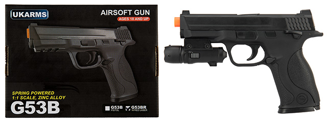 UK ARMS G53 Airsoft Spring Pistol w/ Laser (BLACK)