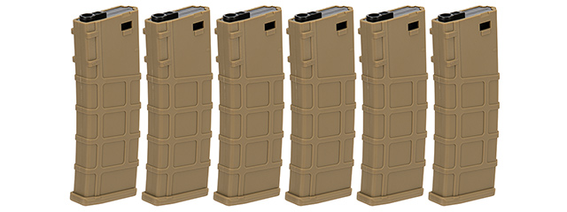 Lonex 30rd Low Capacity M4 AEG Polymer Airsoft Magazine [Pack of 6] (TAN)