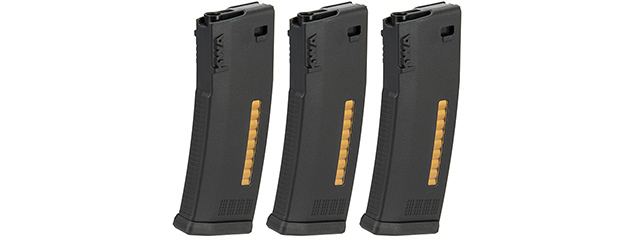 KWA 30/120rd MS120C Mid Capacity Airsoft Rifle Magazine [3 Pack] (BLACK)