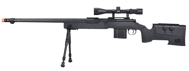 WellFire MB4416 M40A3 Bolt Action Sniper Rifle w/ Scope & Bipod (BLACK)