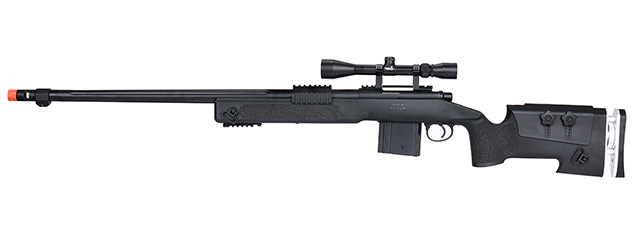 WellFire MB4417 M40A3 Bolt Action Airsoft Sniper Rifle w/ Scope (BLACK)