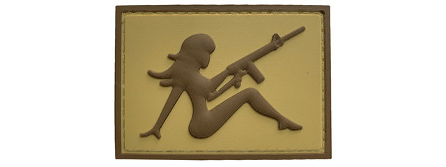 G-Force Mudflap Girl w/ Rifle PVC (Left) Patch (TAN/BROWN)