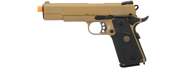 WE Tech 1911 Full Metal MEU Airsoft Gas Blowback Pistol (TAN)