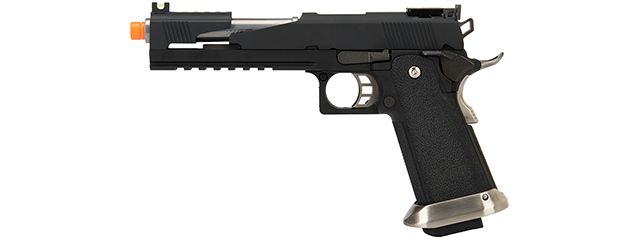 WE Tech 1911 Hi-Capa T-Rex Competition Gas Blowback Airsoft Pistol w/ Top Ports (BLACK / SILVER)