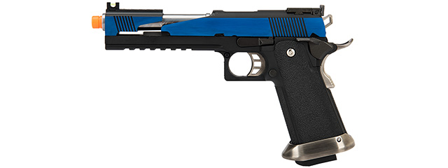 WE Tech 1911 Hi-Capa T-Rex Competition Gas Blowback Airsoft Pistol w/ Top Ports (BLUE / SILVER)