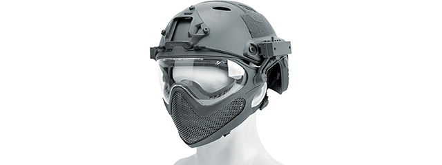 G-Force Pilot Full Face Helmet w/ Steel Mesh Face Guard (Color: Gray)