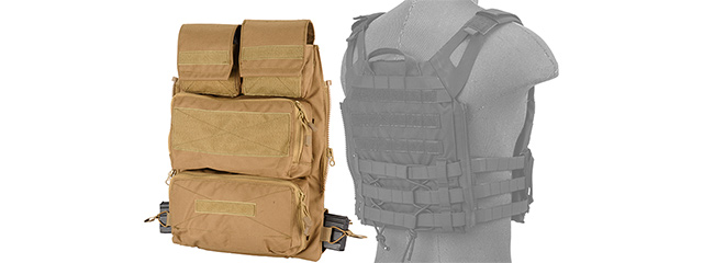 WST Tactical Vest 2.0 Accessory Pouches Backpack Attachment II, Tan