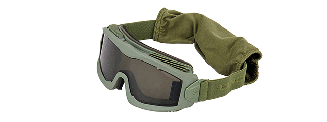 LANCER TACTICAL AERO PROTECTIVE OD GREEN AIRSOFT GOGGLES (SMOKE LENS)