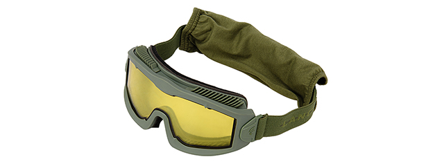 LANCER TACTICAL AERO PROTECTIVE OD GREEN AIRSOFT GOGGLES (YELLOW LENS)