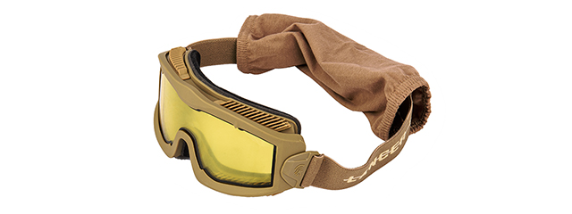 LANCER TACTICAL AERO PROTECTIVE TAN AIRSOFT GOGGLES (YELLOW LENS)