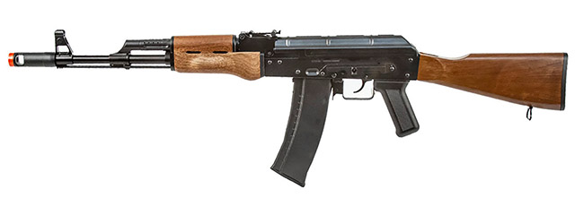 WellFire AK74 Co2 Blowback Rifle with Fixed Stock (Color: Black & Wood)