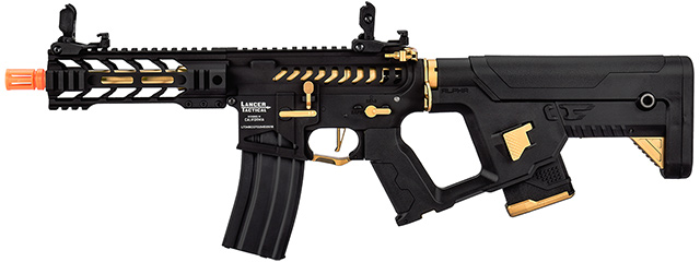 Lancer Tactical Proline Enforcer Battle Hawk 7" Skeleton M4 Airsoft Rifle w/ Alpha Stock (Color: Black / Gold)