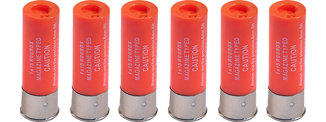 G-Force 15 Round Shotgun Shells for Multi & Single-Shot Airsoft Shotguns (Color: Orange / Pack of 6)