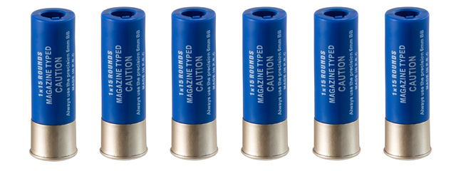 G-Force 15 Round Shotgun Shells for Multi & Single-Shot Airsoft Shotguns (Color: Blue / Pack of 6)