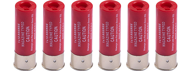G-Force 15 Round Shotgun Shells for Multi & Single-Shot Airsoft Shotguns (Color: Red / Pack of 6)