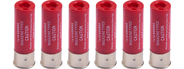 G-Force 15 Round Shotgun Shells for Multi & Single-Shot Airsoft Shotguns (Color: Red / Pack of 6)