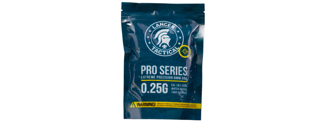 Lancer Tactical 1000 Round Pro Series 0.25g 6mm Airsoft BBs (White)