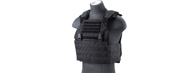 Lancer Tactical Vest with Molle Webbing and Detachable Buckles (Color: Black)