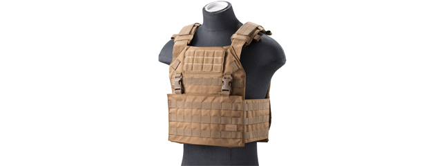 Lancer Tactical Vest with Molle Webbing and Detachable Buckles (Color: Tan)