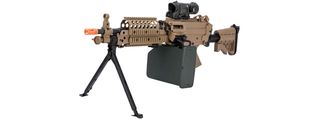 Atlas Custom Works MK46 M249 Saw Light Machine Gun w/ Polymer Receiver (Color: Tan)