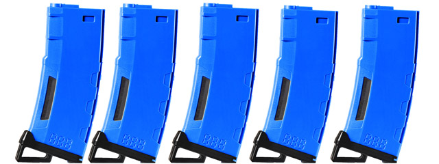 Lancer Tactical 130 Round High Speed Mid-Cap Magazine Pack of 5 (Blue)