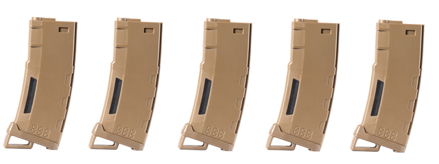 Lancer Tactical 130 Round High Speed Mid-Cap Magazine Pack of 5 (Tan)